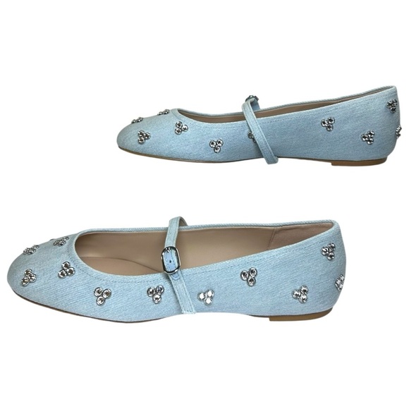 Stuart Weitzman - Women’s ‘Tammy’ Crystal Embellished Mary-Jane Flats Denim 8.5 - Picture 10 of 15